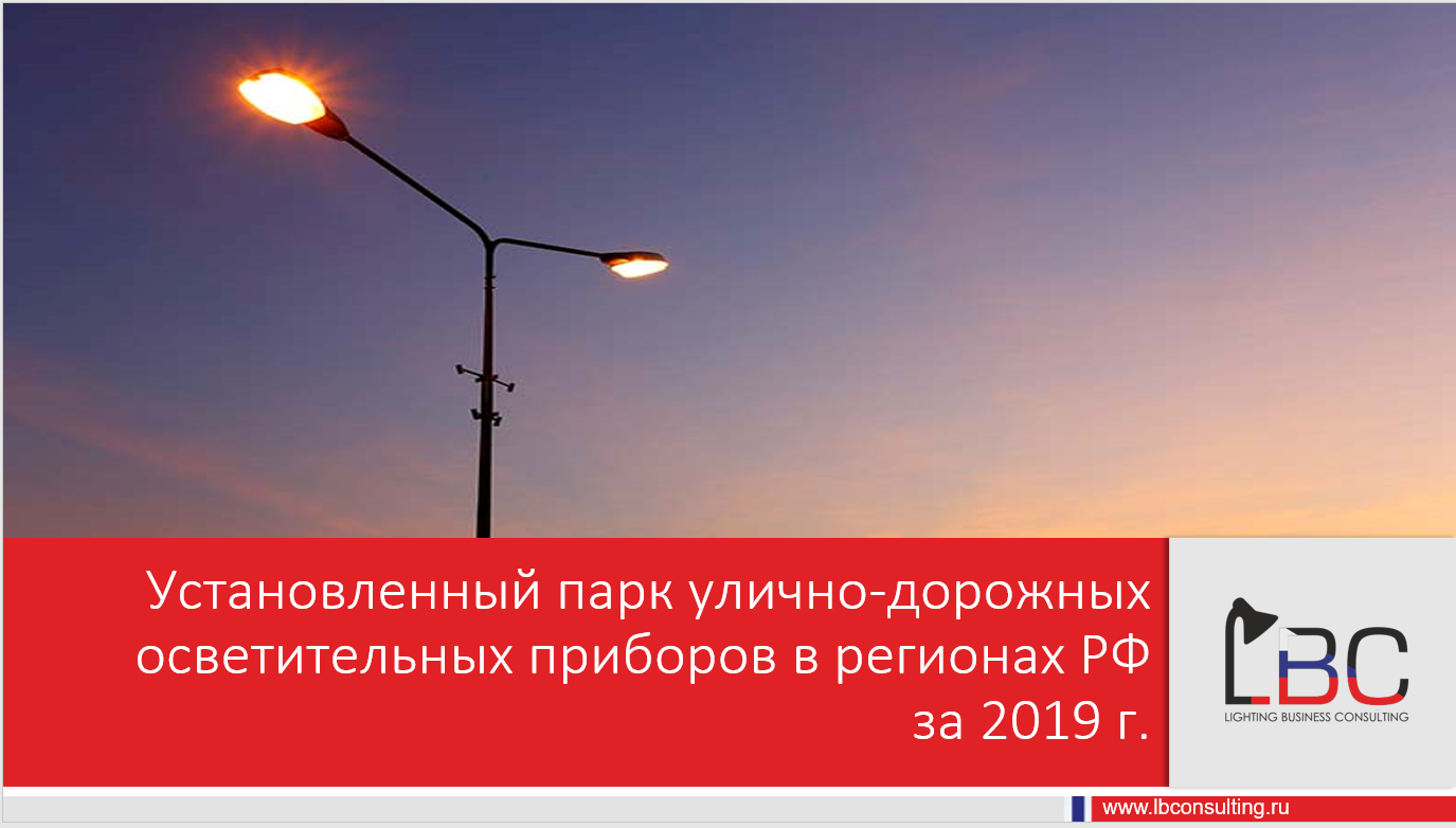 Установленный парк улично-дорожных осветительных приборов в регионах РФ за 2019 год