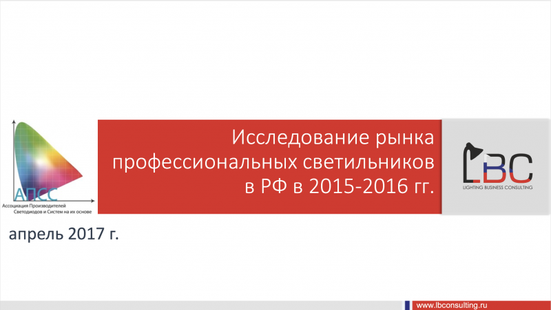 Новый продукт ЛБК: Рынок профессиональных светильников в РФ в 2015-2016 гг.