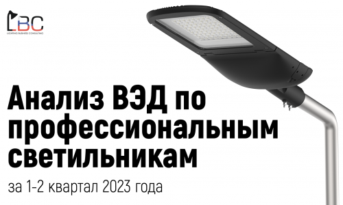 Статистика ВЭД по профессиональным светильникам за 1-2 кв. 2023 г.